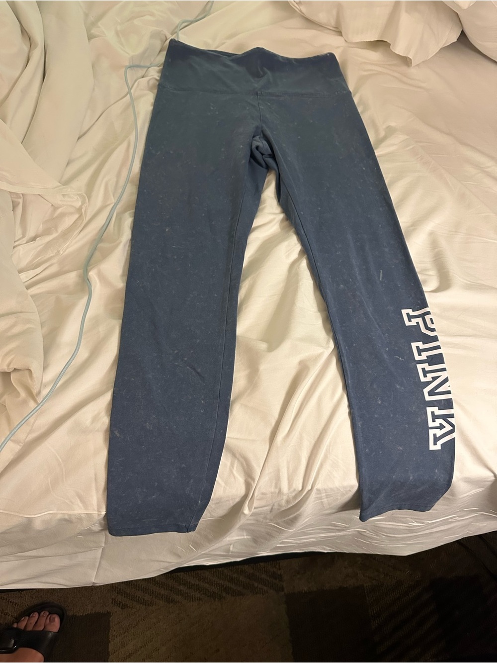 PINK Victoria's Secret Dark Blue Leggings with Side Logo